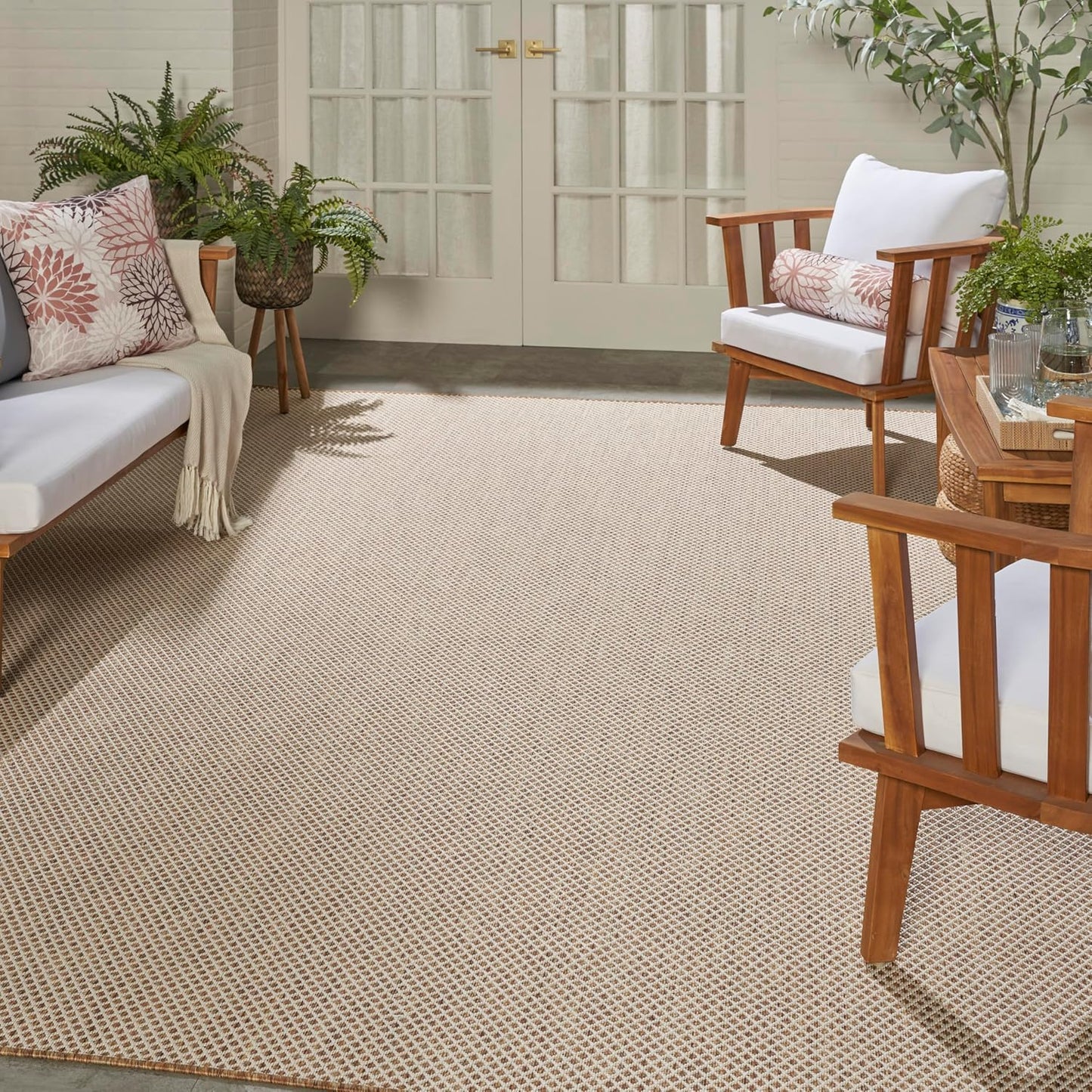 Nourison Home Courtyard Jute Ivory 8' x 10' Area Rug - Easy Clean, Non Shedding, Bed Room, Living Room, Dining Room, Kitchen (8' x 10')