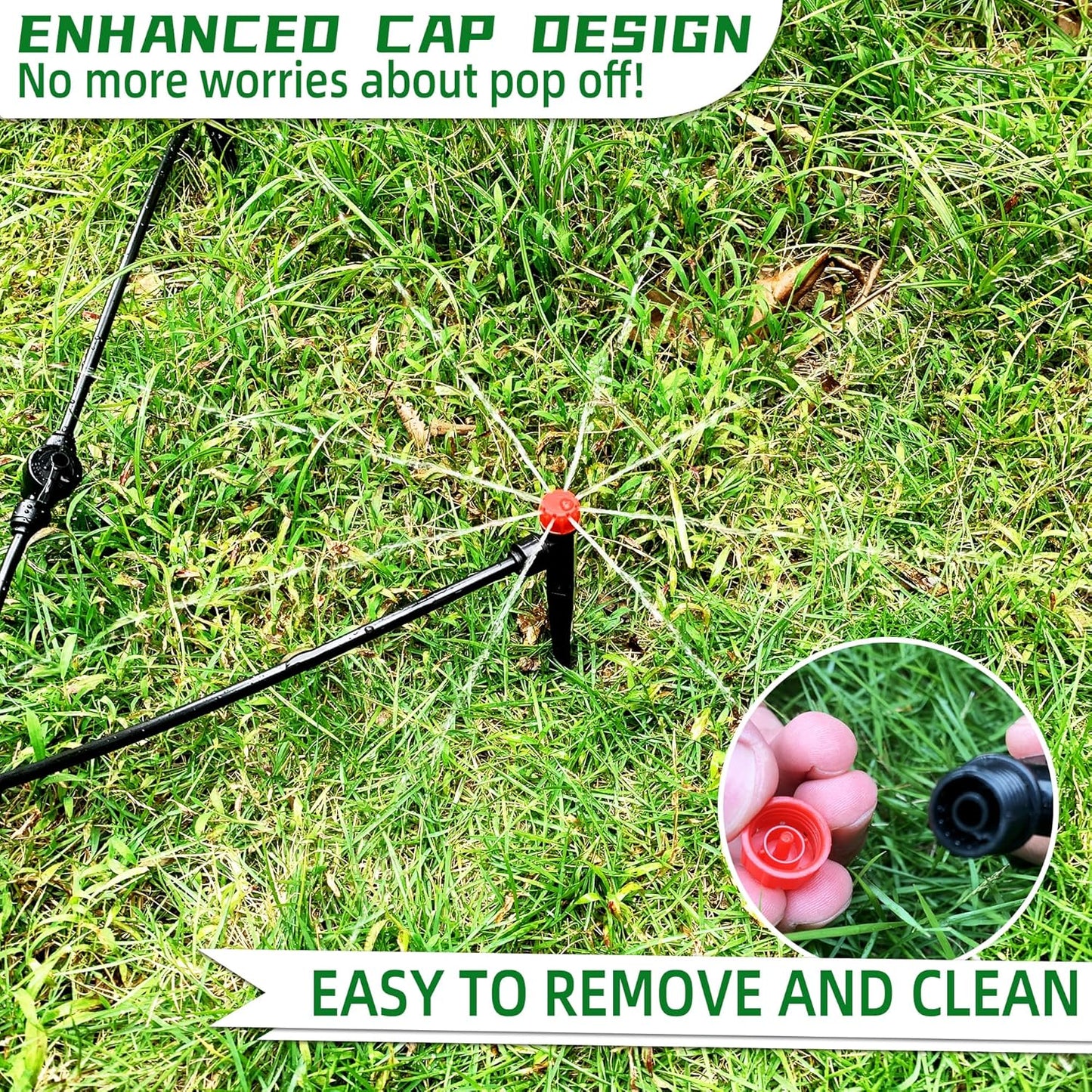 30PCS Push-to-Fit Drip Irrigation Emitters for 1/4 inch Irrigation Tubing, Adjustable 360 Degree Drip Emitter Sprayer with Stake, Irrigation Dripper Sprinklers for Drip Irrigation System