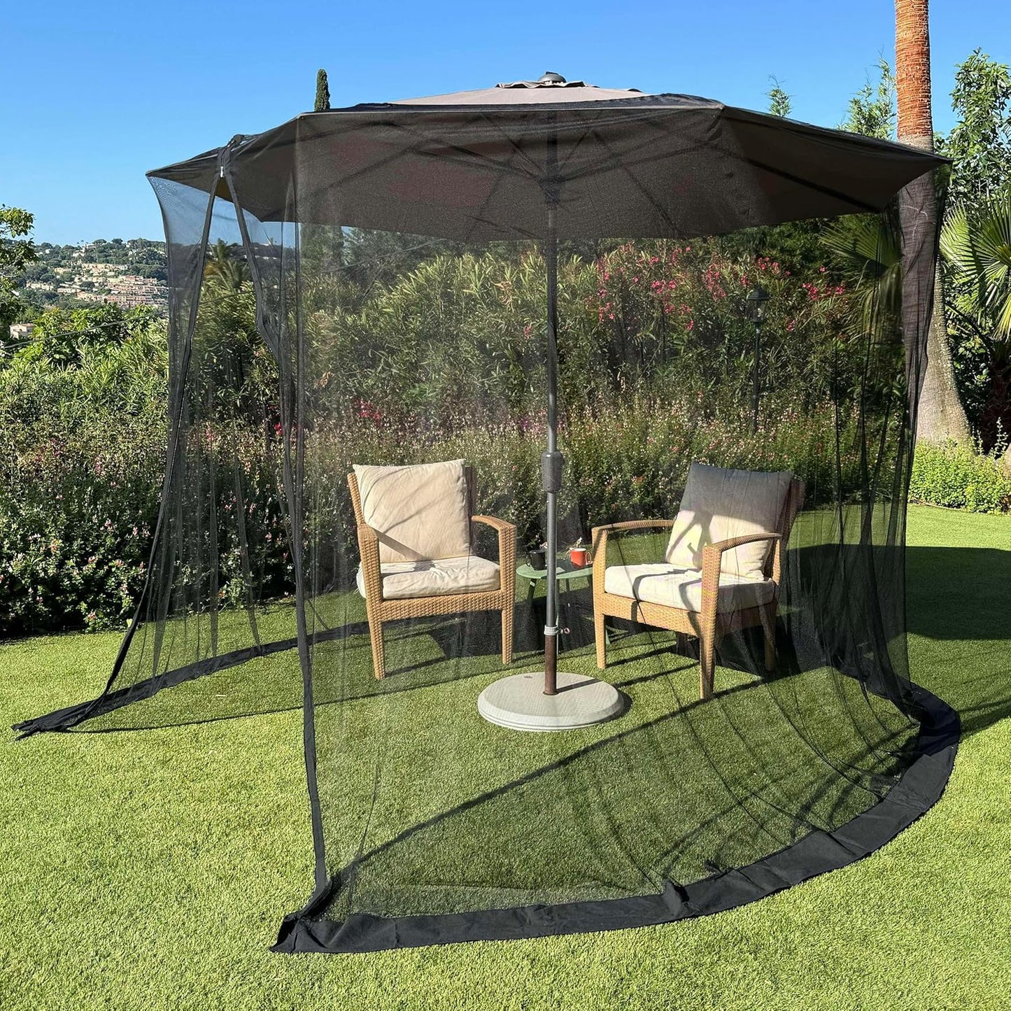 Mosquito Net for Umbrella 11 FT | Large Sizes & Fabric Designed for Outdoors | Insect House Screen Netting for Patio, Porch & Garden Terrace | Outside Canopy Bug & Fly Protection Enclosure